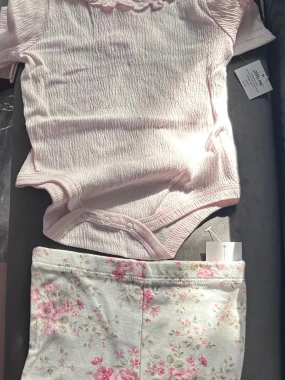 Newborn Girls 3pc Rose Bodysuit Cardigan And Pants Set, 9 Months